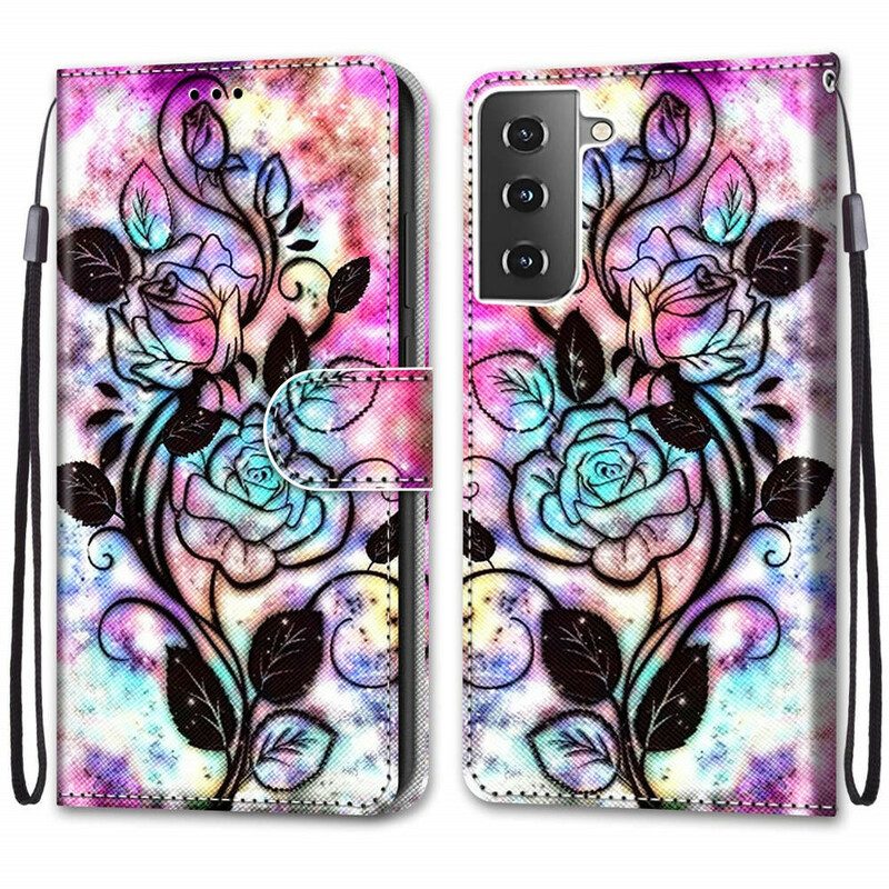 Folio Cover Samsung Galaxy S21 5G Fiori Al Neon