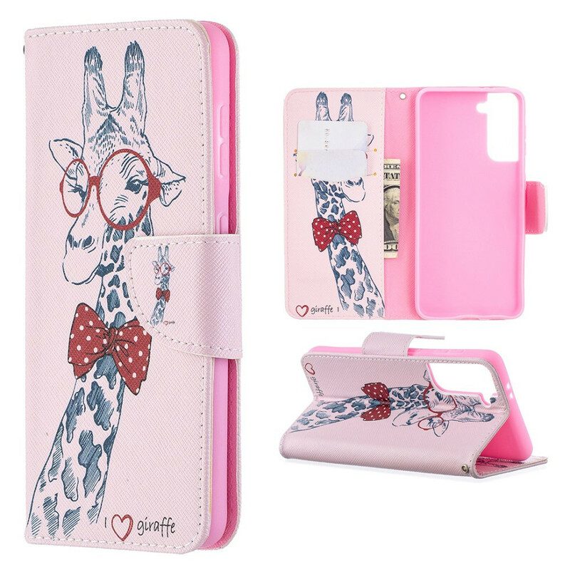 Folio Cover Samsung Galaxy S21 5G Giraffa Intelligente