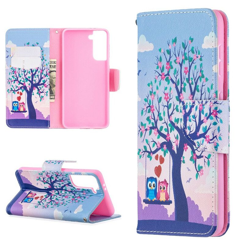 Folio Cover Samsung Galaxy S21 5G Gufi Sull'altalena