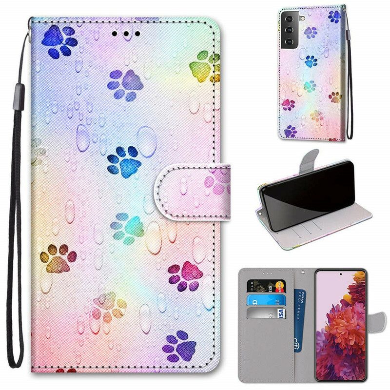 Folio Cover Samsung Galaxy S21 5G Impronte Sotto La Pioggia