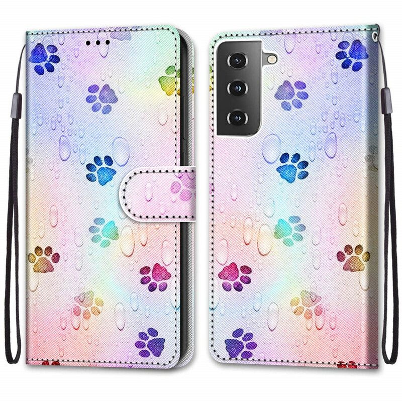 Folio Cover Samsung Galaxy S21 5G Impronte Sotto La Pioggia