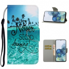 Folio Cover Samsung Galaxy S21 5G Non Smettere Mai Di Sognare Navy Strappy