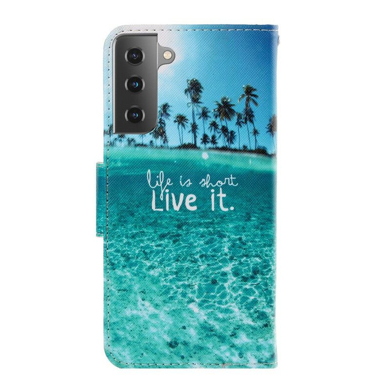 Folio Cover Samsung Galaxy S21 5G Non Smettere Mai Di Sognare Navy Strappy