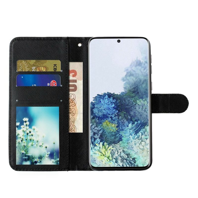 Folio Cover Samsung Galaxy S21 5G Punti Luce Gattino Con Cinturino