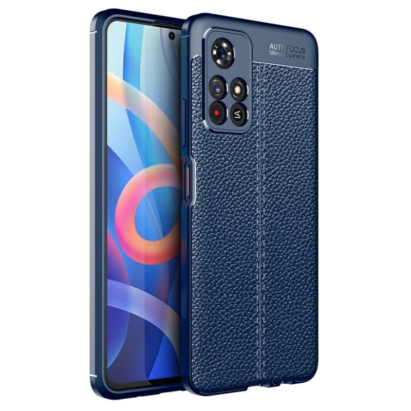 Cover Poco M4 Pro 5G Doppia Linea Litchi Effetto Pelle