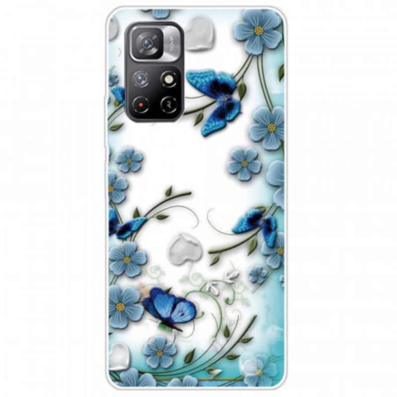 Cover Poco M4 Pro 5G Farfalle E Fiori Retrò