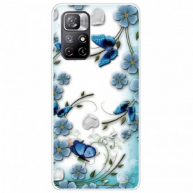 Cover Poco M4 Pro 5G Farfalle E Fiori Retrò