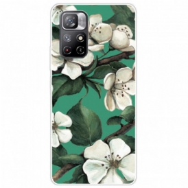 Cover Poco M4 Pro 5G Fiori Bianchi Dipinti