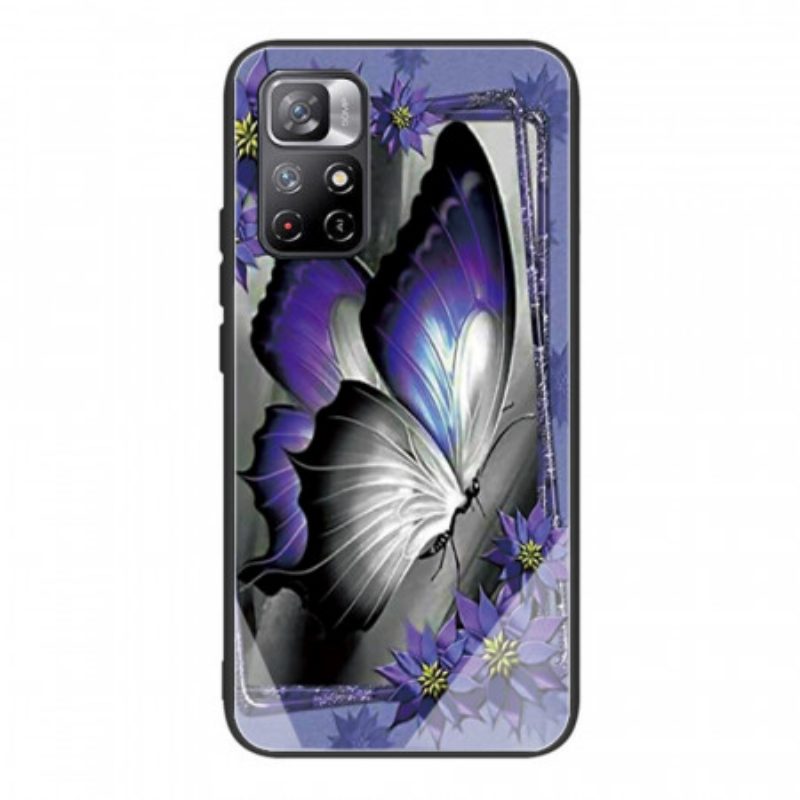 Cover Poco M4 Pro 5G Vetro Temperato Farfalla Viola