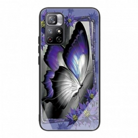 Cover Poco M4 Pro 5G Vetro Temperato Farfalla Viola