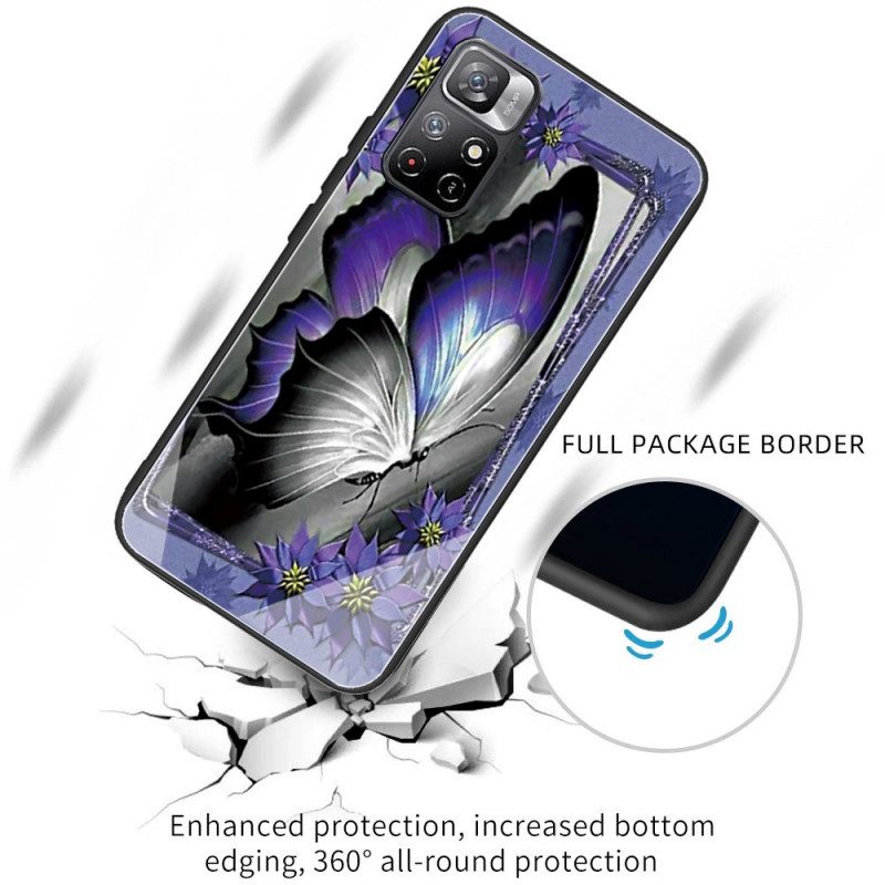 Cover Poco M4 Pro 5G Vetro Temperato Farfalla Viola