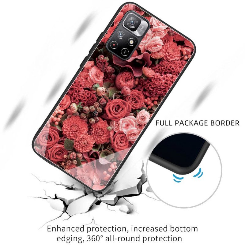 Cover Poco M4 Pro 5G Vetro Temperato Rose Flowers