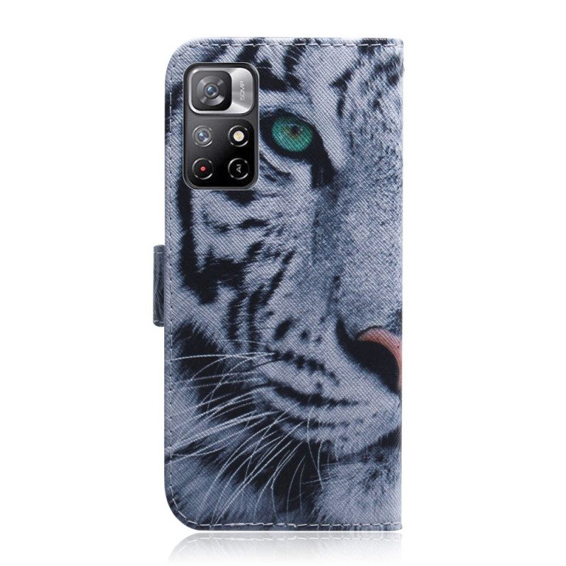 Custodia in pelle Poco M4 Pro 5G Faccia Da Tigre