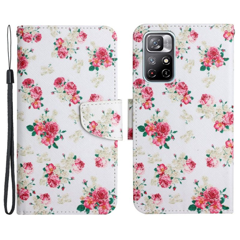 Custodia in pelle Poco M4 Pro 5G Fiori Liberty Royal