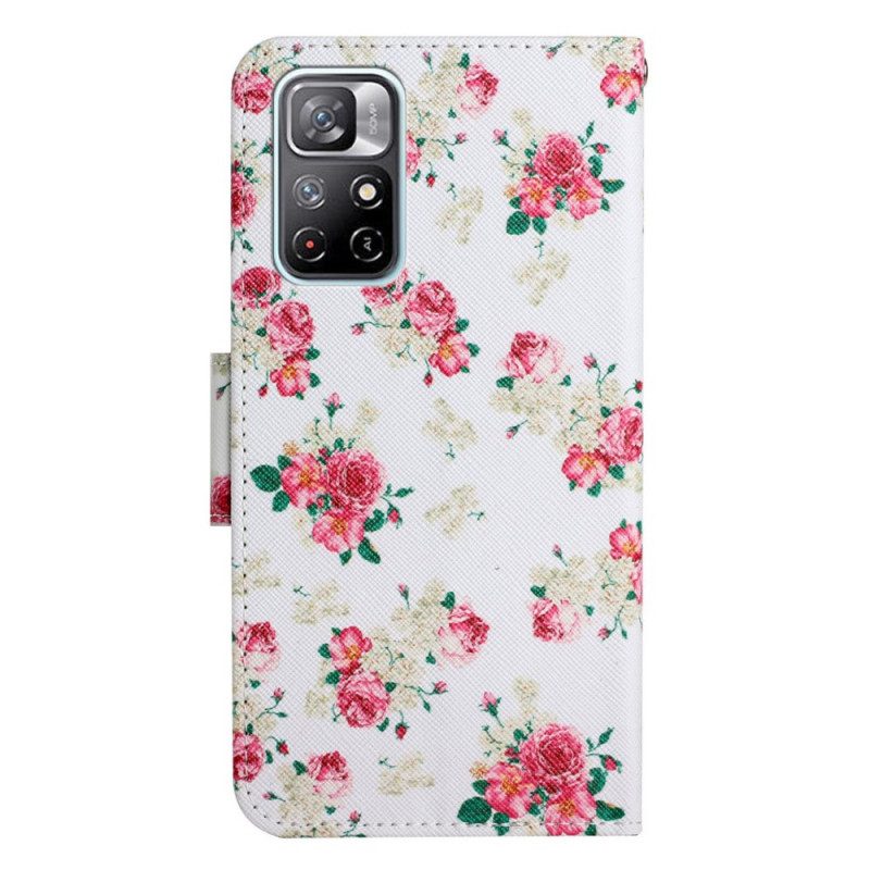 Custodia in pelle Poco M4 Pro 5G Fiori Liberty Royal