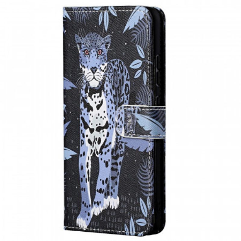 Custodia in pelle Poco M4 Pro 5G Leopardo Con Spalline