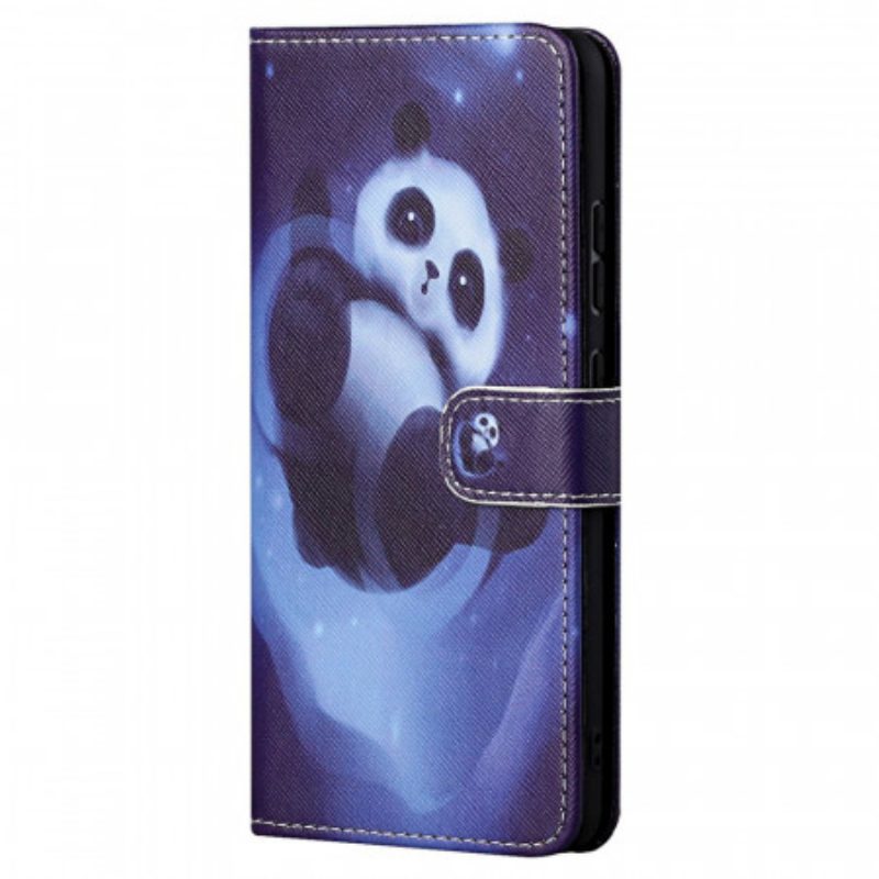 Custodia in pelle Poco M4 Pro 5G Panda Space Con Cordino