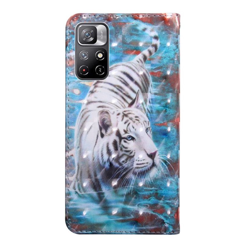 Custodia in pelle Poco M4 Pro 5G Tigre In Acqua