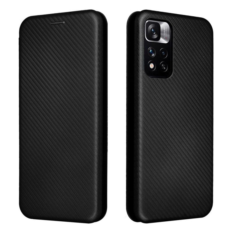 Folio Cover Poco M4 Pro 5G Custodia in pelle Fibra Di Carbonio