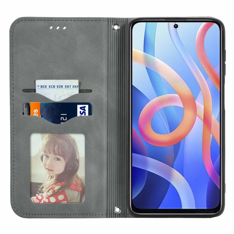 Folio Cover Poco M4 Pro 5G Custodia in pelle Tocco Di Pelle Classico