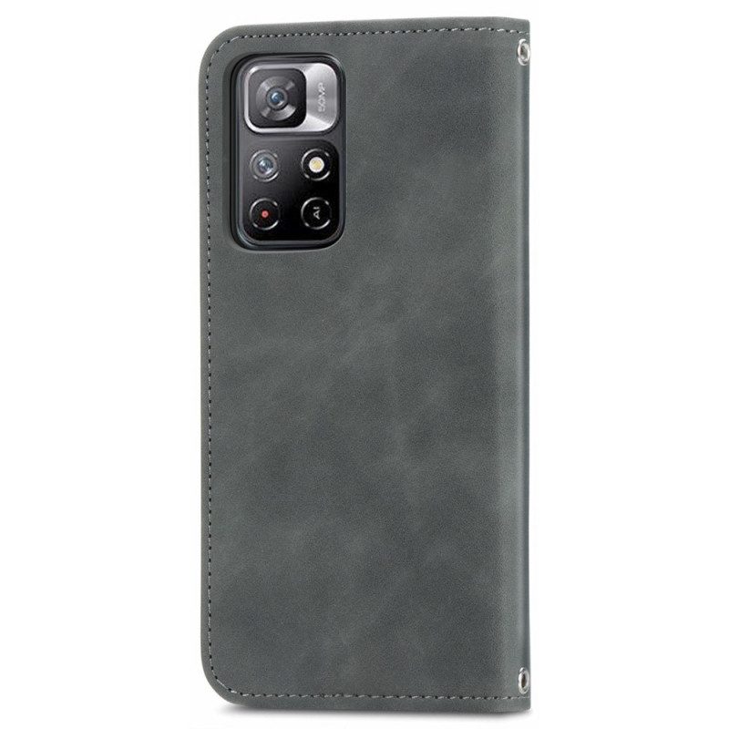 Folio Cover Poco M4 Pro 5G Custodia in pelle Tocco Di Pelle Classico