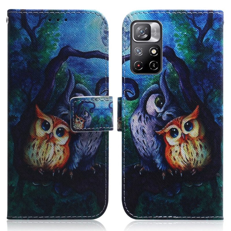 Folio Cover Poco M4 Pro 5G Dipinto Di Gufi