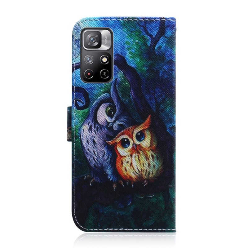 Folio Cover Poco M4 Pro 5G Dipinto Di Gufi