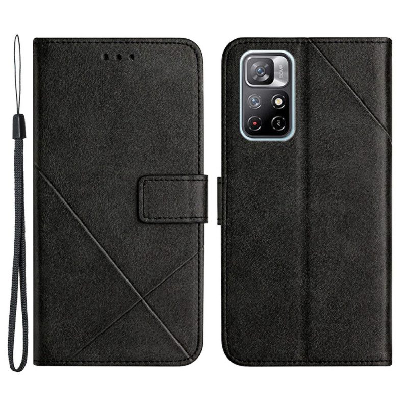 Folio Cover Poco M4 Pro 5G X Design Stile In Pelle Geo