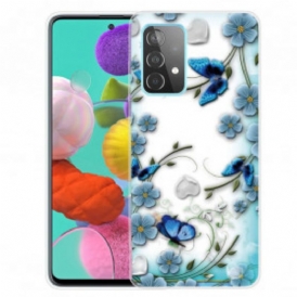 Cover Samsung Galaxy A52 4G / A52 5G / A52s 5G Farfalle E Fiori Retrò