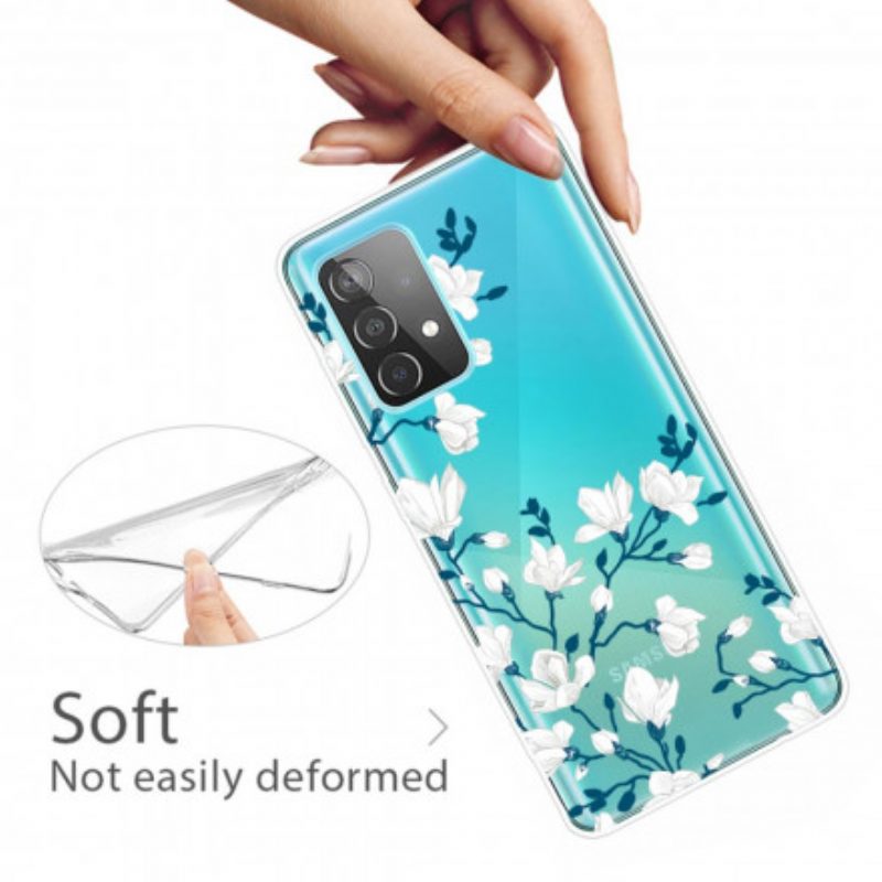 Cover Samsung Galaxy A52 4G / A52 5G / A52s 5G Fiori Bianchi