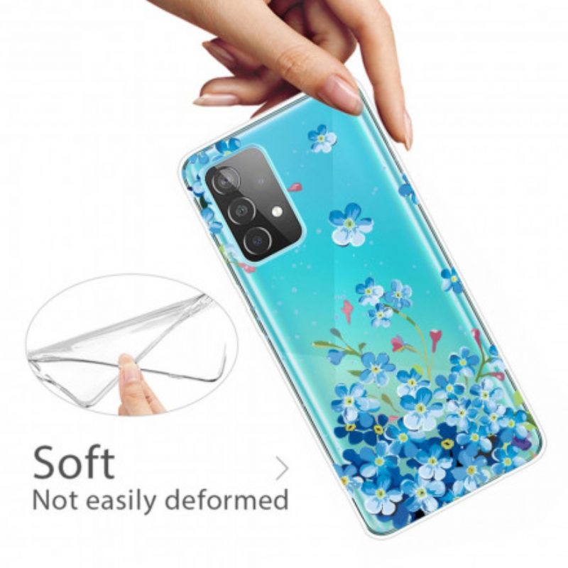 Cover Samsung Galaxy A52 4G / A52 5G / A52s 5G Fiori Blu