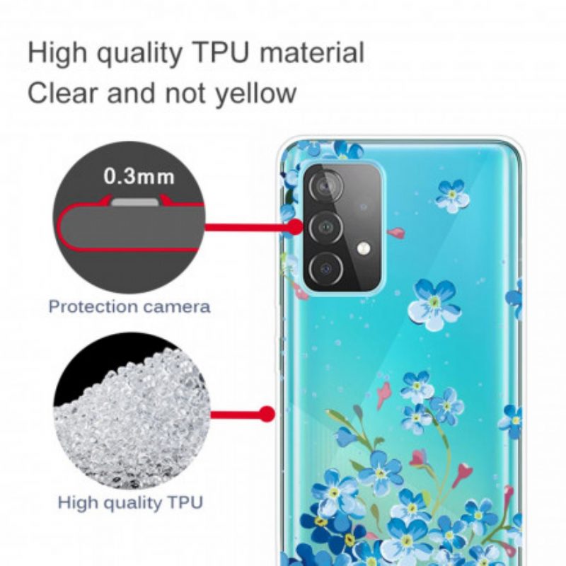 Cover Samsung Galaxy A52 4G / A52 5G / A52s 5G Fiori Blu