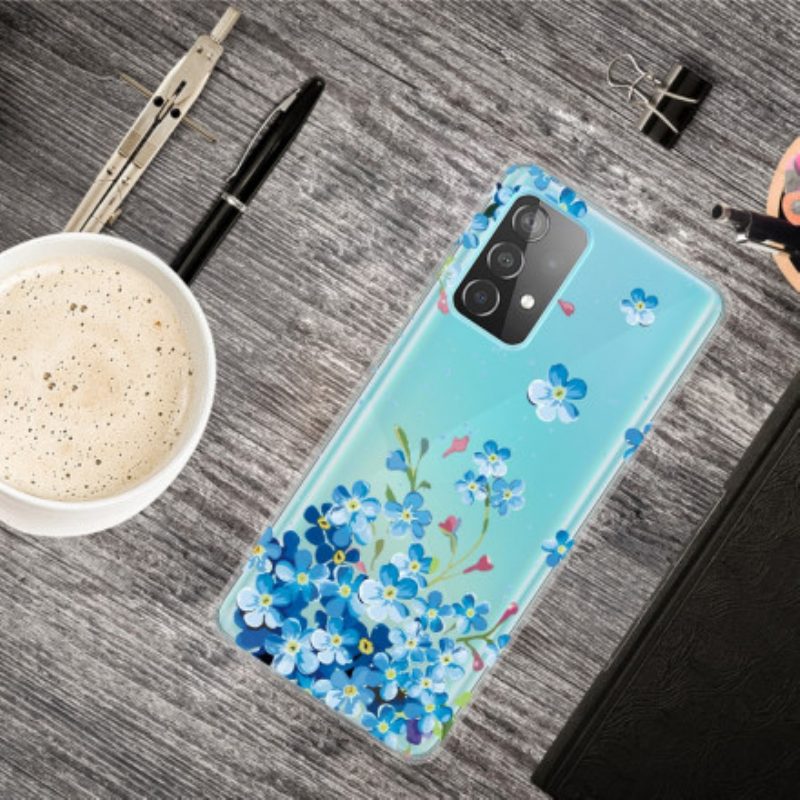 Cover Samsung Galaxy A52 4G / A52 5G / A52s 5G Fiori Blu