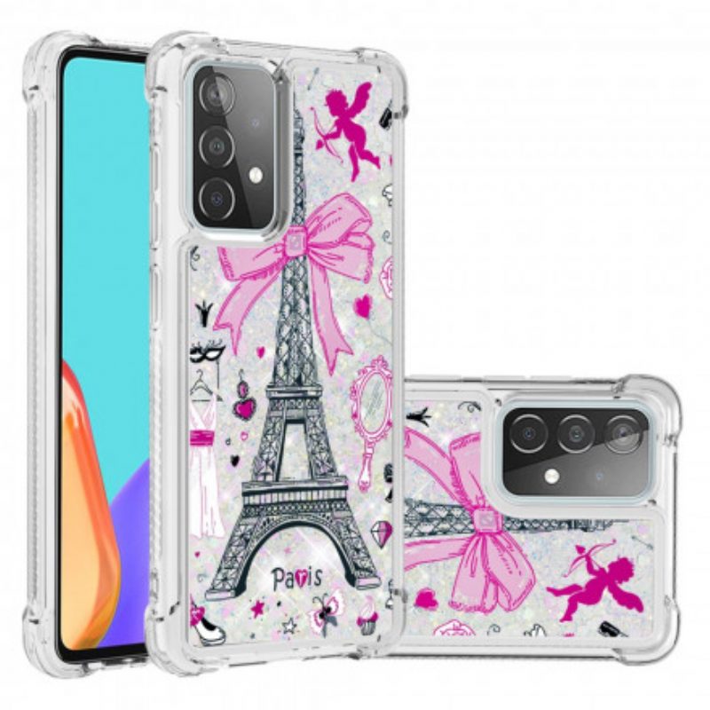 Cover Samsung Galaxy A52 4G / A52 5G / A52s 5G Le Paillettes Della Torre Eiffel