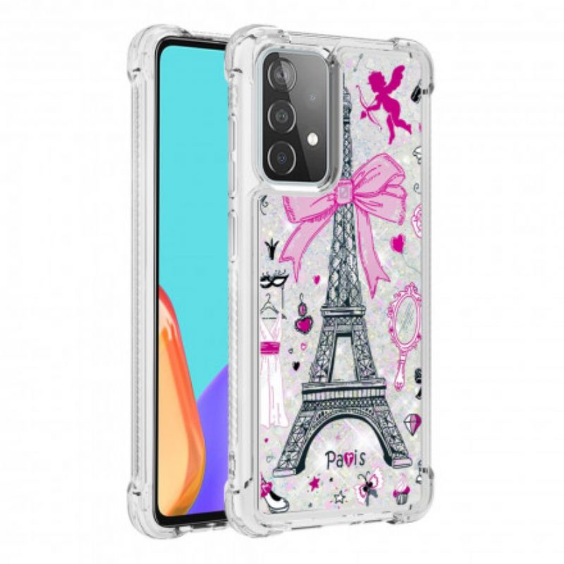 Cover Samsung Galaxy A52 4G / A52 5G / A52s 5G Le Paillettes Della Torre Eiffel