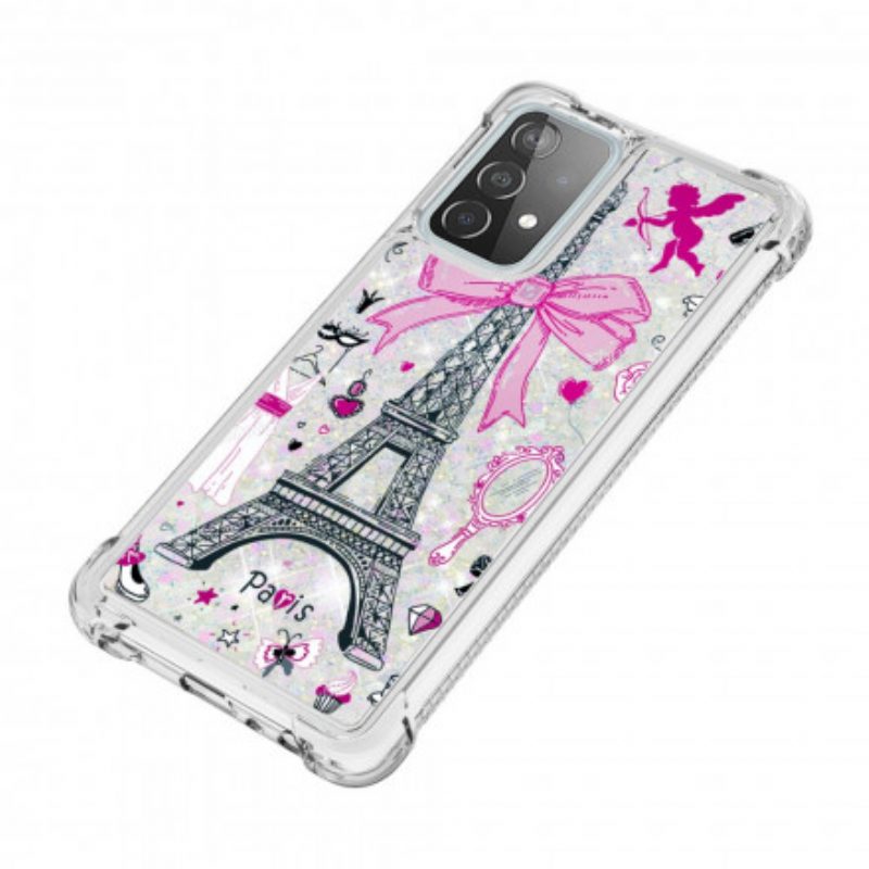 Cover Samsung Galaxy A52 4G / A52 5G / A52s 5G Le Paillettes Della Torre Eiffel