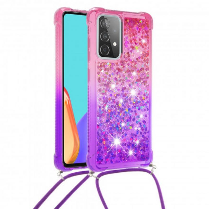 Cover Samsung Galaxy A52 4G / A52 5G / A52s 5G Paillettes E Cordoncino In Silicone