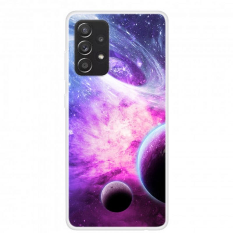 Cover Samsung Galaxy A52 4G / A52 5G / A52s 5G Pianeti In Silicone In Fiamme