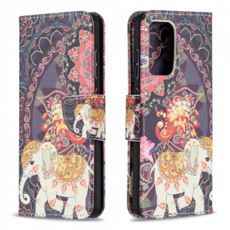 Custodia A Portafoglio Samsung Galaxy A52 4G / A52 5G / A52s 5G Mandala Di Elefanti Etnici