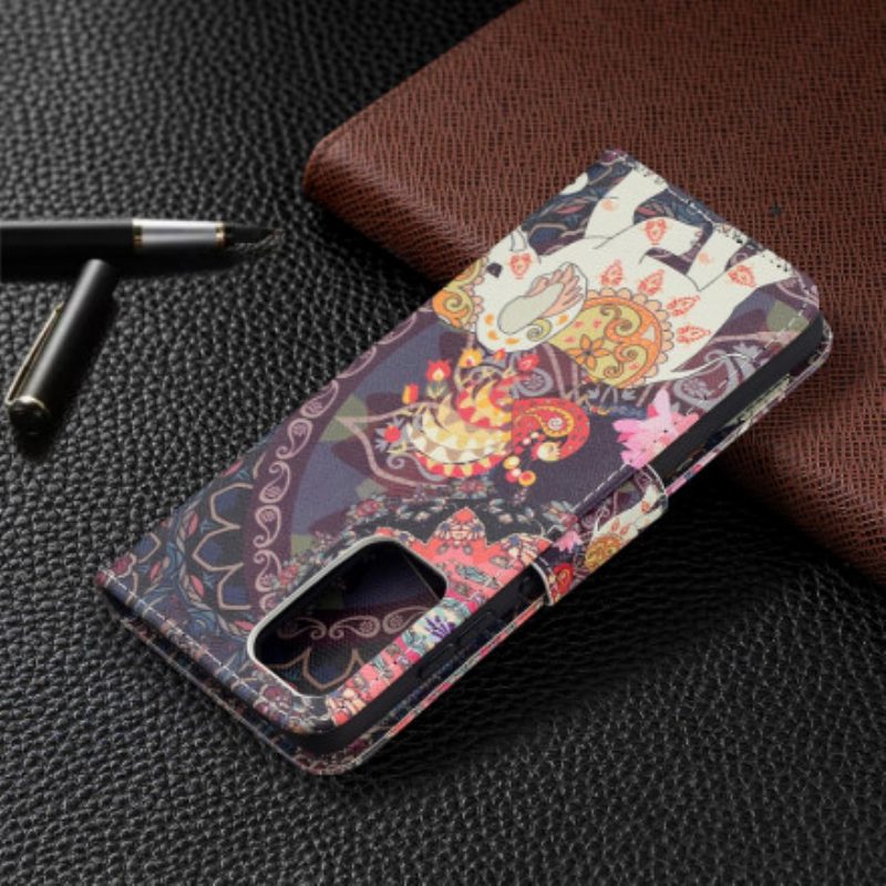 Custodia A Portafoglio Samsung Galaxy A52 4G / A52 5G / A52s 5G Mandala Di Elefanti Etnici