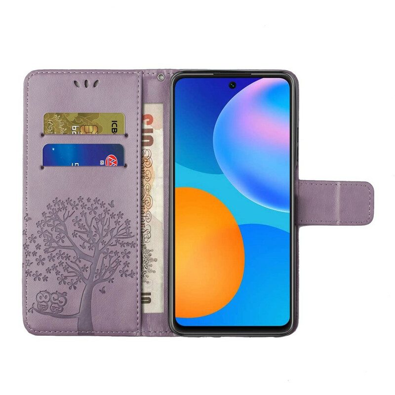 Custodia A Portafoglio Samsung Galaxy A52 4G / A52 5G / A52s 5G Perizoma Albero E Gufi