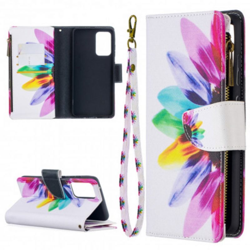 Custodia A Portafoglio Samsung Galaxy A52 4G / A52 5G / A52s 5G Tasca Con Zip A Fiore