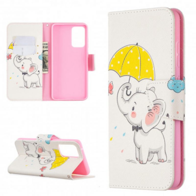 Custodia in pelle Samsung Galaxy A52 4G / A52 5G / A52s 5G Cucciolo Di Elefante