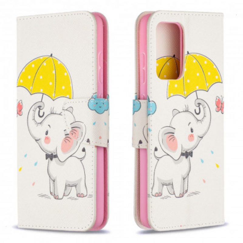 Custodia in pelle Samsung Galaxy A52 4G / A52 5G / A52s 5G Cucciolo Di Elefante