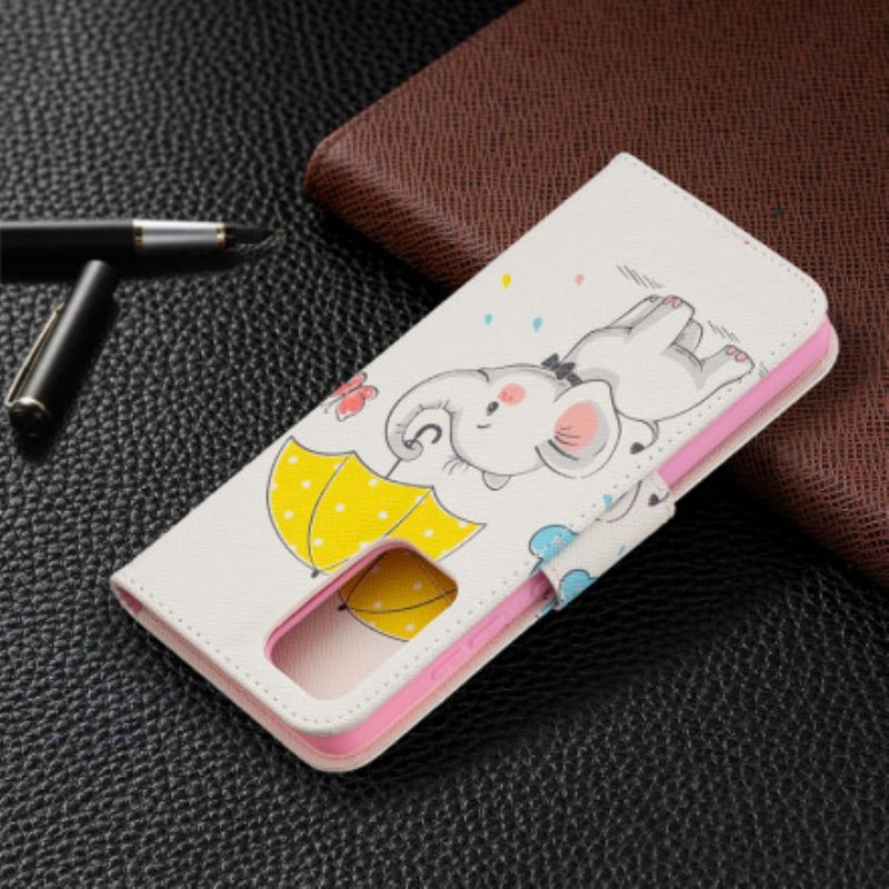 Custodia in pelle Samsung Galaxy A52 4G / A52 5G / A52s 5G Cucciolo Di Elefante