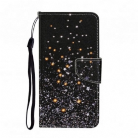 Custodia in pelle Samsung Galaxy A52 4G / A52 5G / A52s 5G Stelle E Paillettes Con Cordino