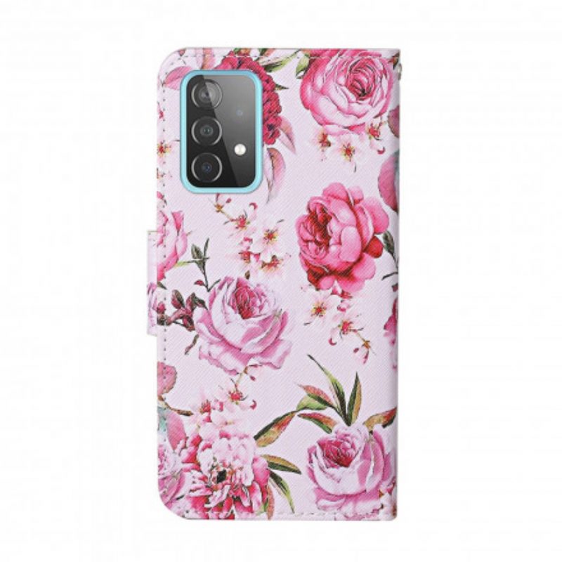 Folio Cover Samsung Galaxy A52 4G / A52 5G / A52s 5G Fiori Magistrali Con Cinturino