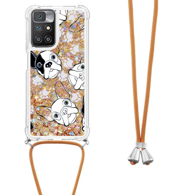 Cover Xiaomi Redmi 10 Cani Con Coulisse Di Paillettes