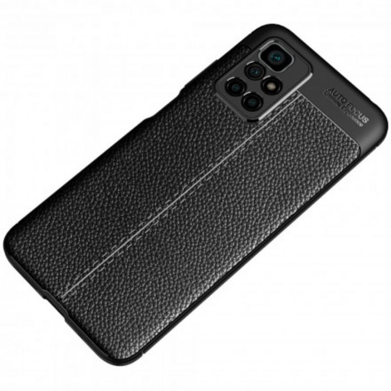 Cover Xiaomi Redmi 10 Doppia Linea Litchi Effetto Pelle