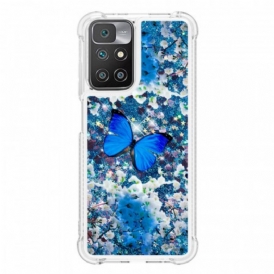 Cover Xiaomi Redmi 10 Farfalle Blu Glitterate